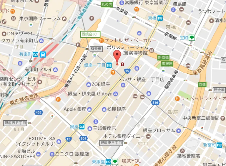 東京銀座スキンケアクリニックのアクセス